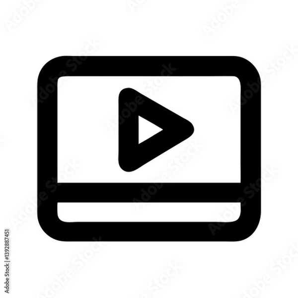 Fototapeta Play Button Rounded Rectangle Video Icon Design