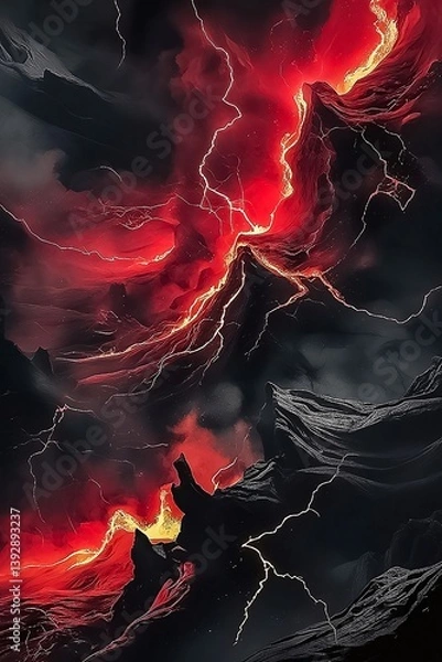 Fototapeta Eyes of the Inferno: Watchers in the Lava Realm