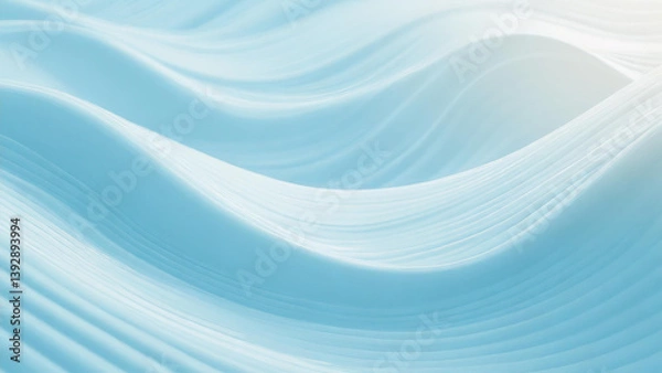 Fototapeta 水色の滑らかな曲線が流れる背景素材