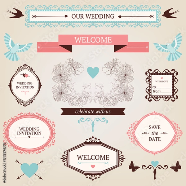 Fototapeta wedding_frames_set_1_vintage.eps