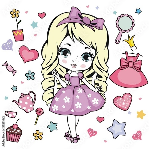 Fototapeta Модная девочка в красивом платье