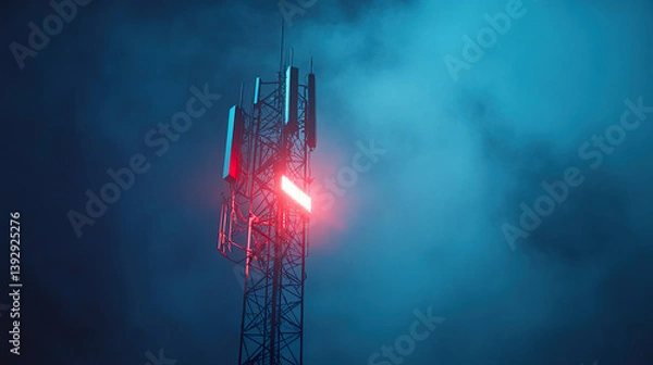 Fototapeta Mobile Phone Towers: The Backbone of Connectivity, Wireless Communication, Modern Infrastructure, Cellular Networks, Signal Strength, Urban Development, Telecommunications Technology
