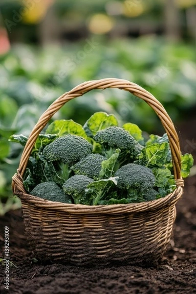 Obraz fresh organic broccoli in Spring