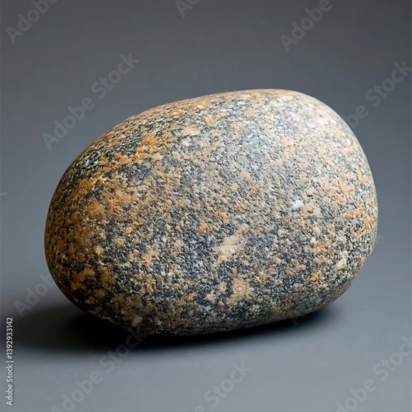 Fototapeta A Smooth Rock Displaying Diverse Colors On A Light Grey Background