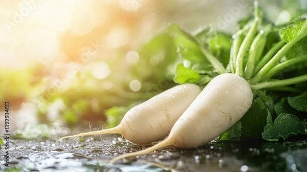 Obraz fresh organic white carrot in Spring