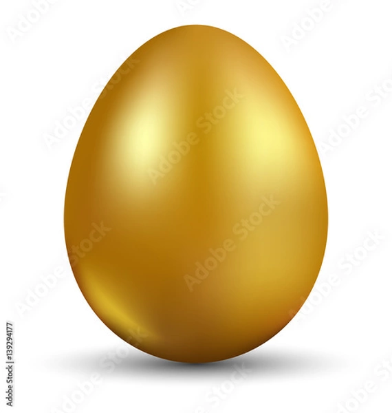 Obraz Golden egg isolated on white background for Easter day