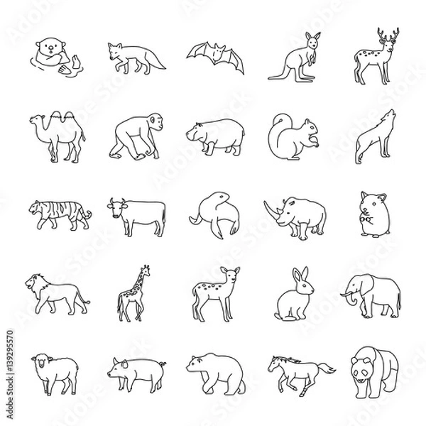 Fototapeta Mammals I Outlines vector icons