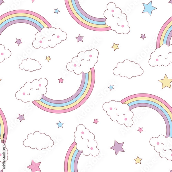 Obraz Rainbow seamless pattern on white background
