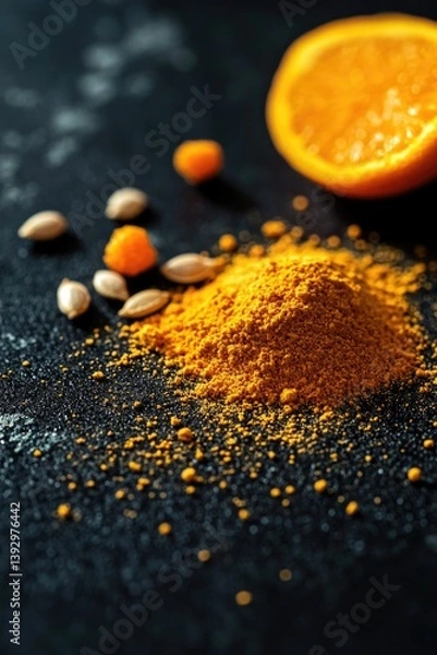 Obraz Powder next to orange on table