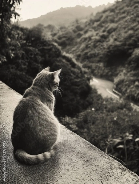Obraz Cat Gazing Over Valley
