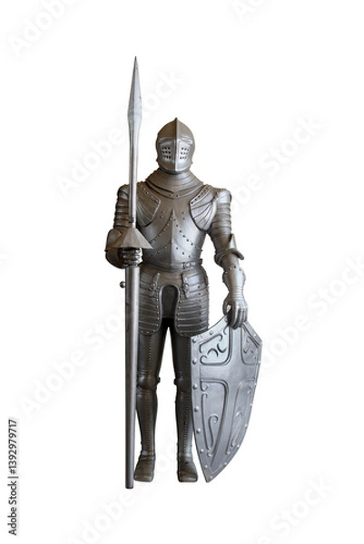 Obraz Medieval Knight Armor, Medieval Iron Armor Warrior isolated on white background.