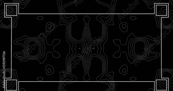 Obraz Image of white line frame of interface over thin white lines moving organically like fluid on a blac