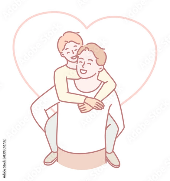 Fototapeta A joyful moment that captures the special bond between an adult and a child, full of love and warmth