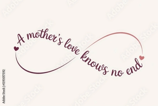Fototapeta A mothers love know no end quote in the shape of infinity symbol sign, typography stylish text, isolated, Mother day concept illustration design