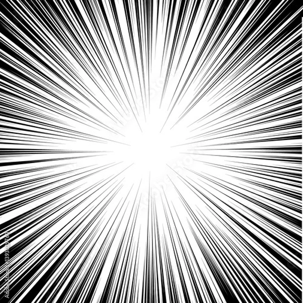 Fototapeta Radial speed lines. The effect of rapid movement or explosion. Manga speed frame.