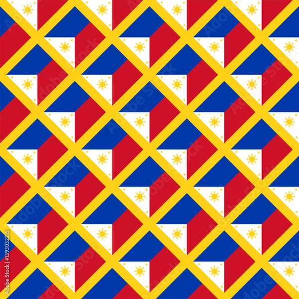 Fototapeta diamond pattern of philippines flag. geometric background for decoration. vector illustration