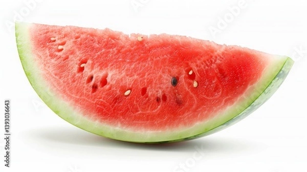 Fototapeta A slice of Watermelon, Citrullus fruit on a white background