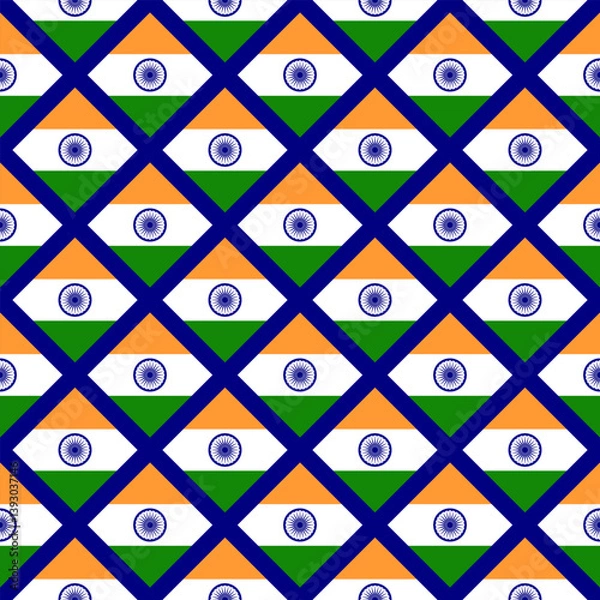Fototapeta diamond pattern of india flag. geometric background for decoration. vector illustration