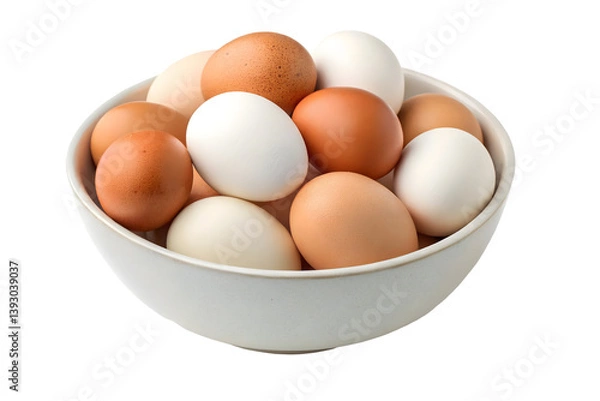 Fototapeta Fresh Farm Eggs in a Bowl for Cooking and Baking Food Photography.