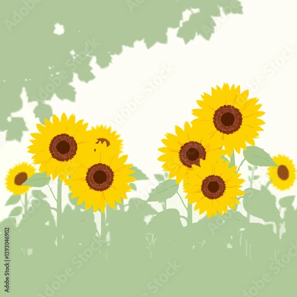 Fototapeta Vibrant Sunflowers with A Shady Garden