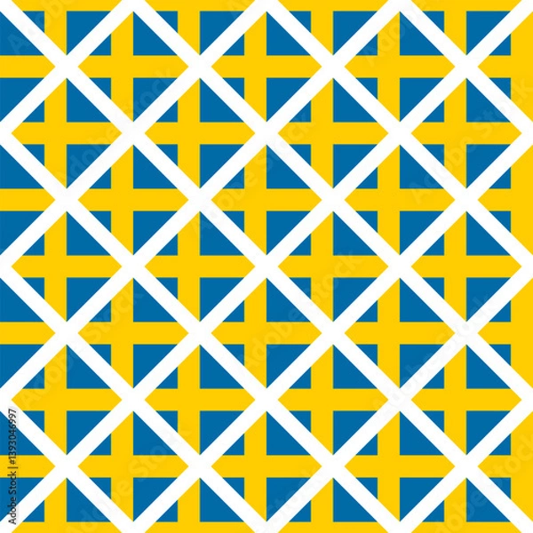Fototapeta diamond pattern of sweden flag. geometric background for decoration. vector illustration