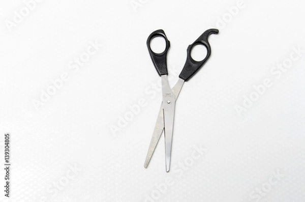 Fototapeta Scissors on white background with copy space