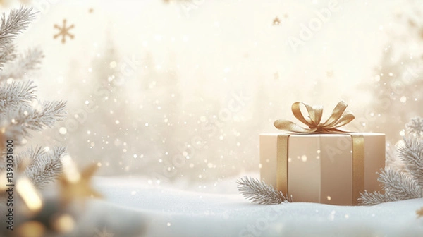 Obraz christmas background with gift box and christmas tree