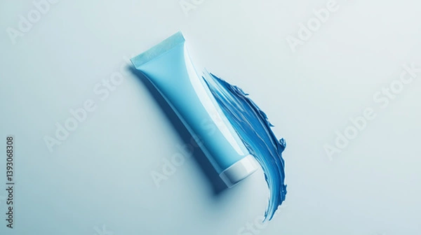 Obraz Blue squeezed toothpaste isolated on white background