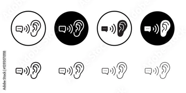 Obraz Active listening icon outline collection or set in black and white