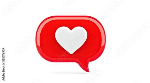 Obraz A red speech bubble containing a white heart symbol