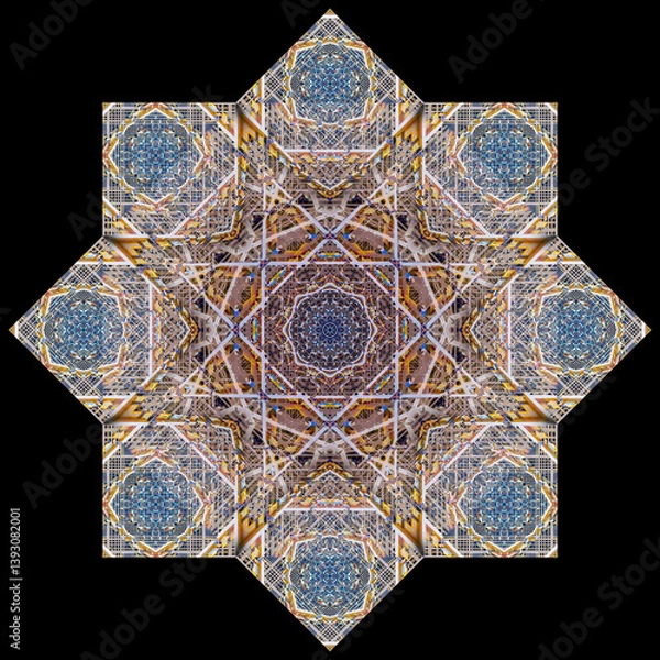 Fototapeta Abstract pattern, multi-colored kaleidoscope from photos modern buildings and houses