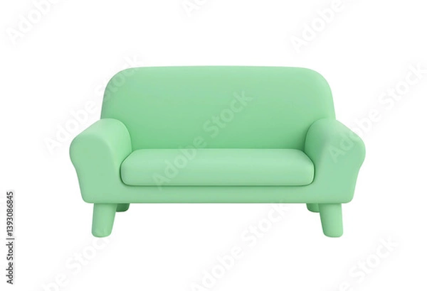 Fototapeta Soft Green Couch Design Isolated on Transparent Background