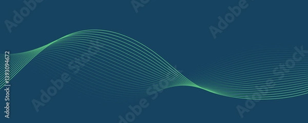 Obraz Abstract green wave blue background