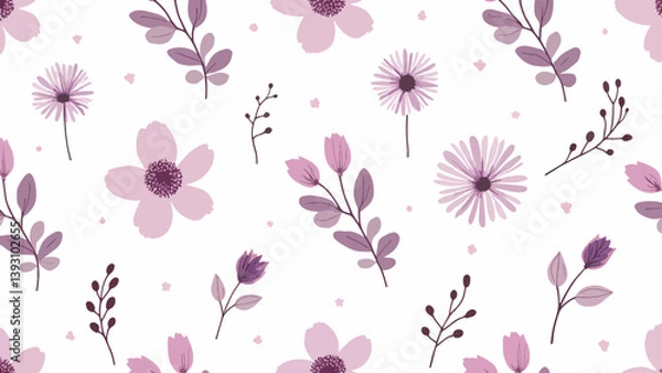 Obraz seamless pattern with Violet pink flowers