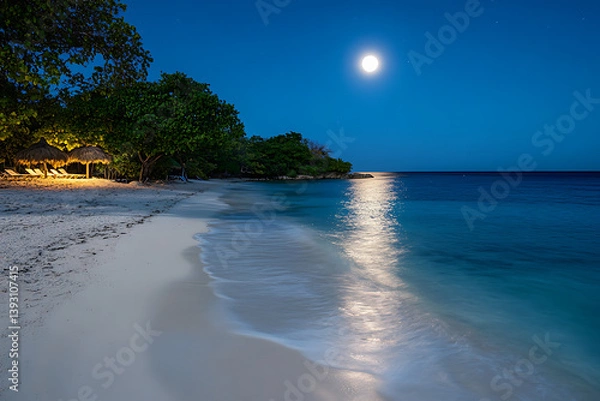 Obraz The beach is a peaceful place, where golden sand stretches to the horizon, and the waves gently touch the shore. The sun shines in the sky, and a fresh breeze carries the scent of salt.


