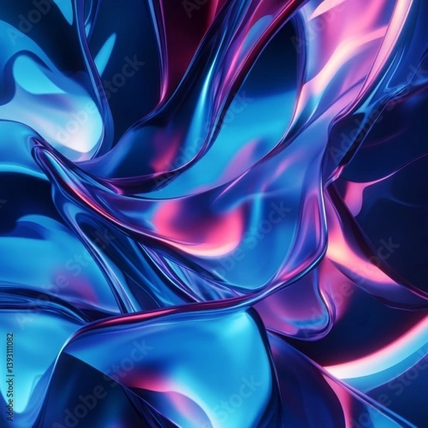 Fototapeta abstract art featuring a neon mirage of shifting digital echoes isolated on a minimalistic background