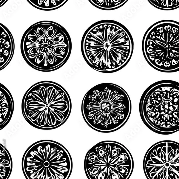 Fototapeta Pattern of Rose windows vector icons, Rose windows tiled design