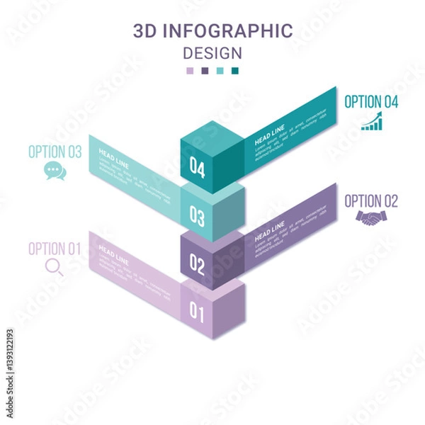 Obraz 3D Infographic 4 Steps