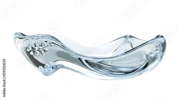 Fototapeta A transparent gel moisturizer with visible bubbles, captured in a smooth, flowing texture, isolated on a white background.