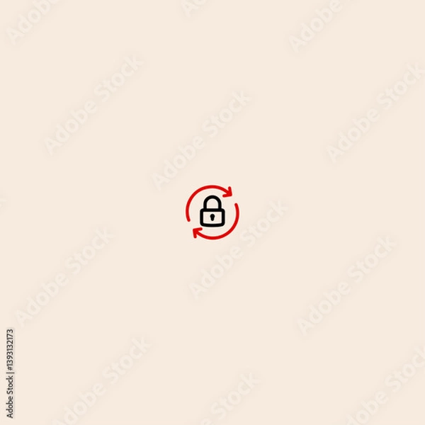 Fototapeta Lock Reload icon flat vector design. 