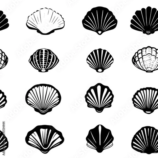 Fototapeta Pattern of Seashell bras vector icons, Seashell bras pattern illustration