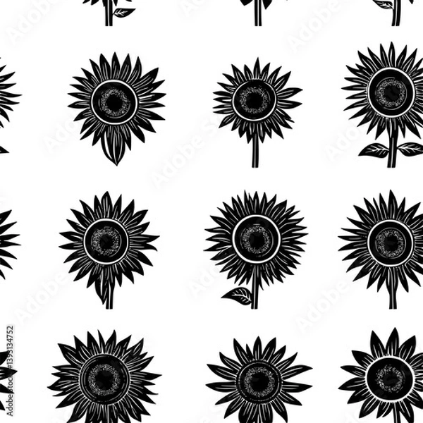 Obraz Collection of Sunflowers pattern vector designs, Sunflowers reapeating pattern