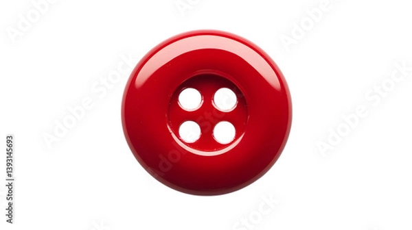 Fototapeta Red sewing button on white background