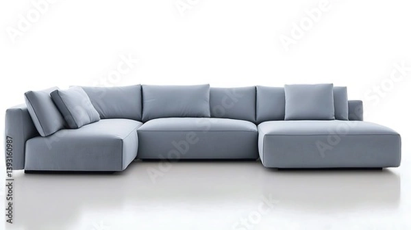 Fototapeta Large sectional sofa with a white background