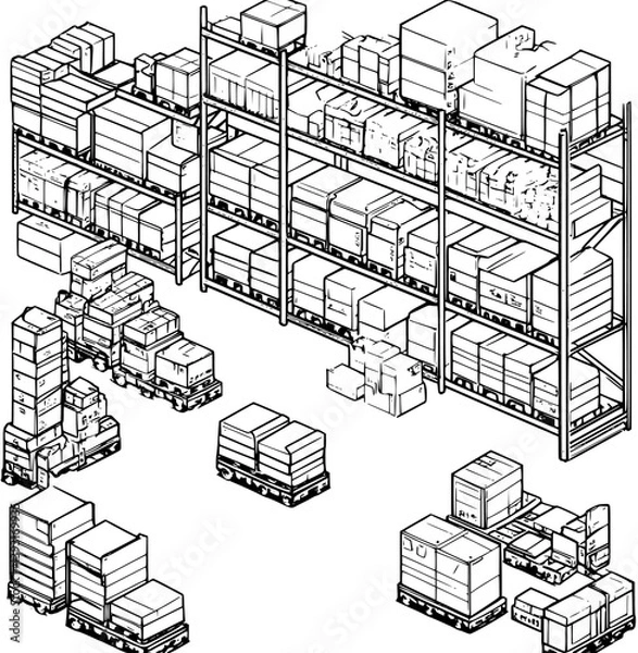 Fototapeta Distribution center coloring book vector design, Distribution center vector image