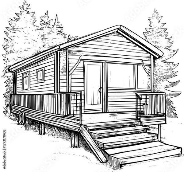 Fototapeta Mobile home coloring book vector design, Mobile home vector illustration