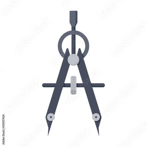 Fototapeta Compass drawing tool icon in flat style