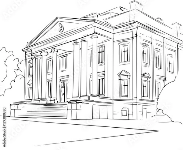 Fototapeta Historical building coloring book vector design, Historical building vector graphic