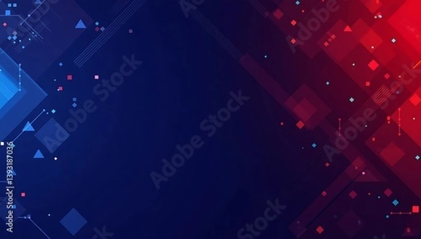 Fototapeta Abstract blue and red geometric background. Generative Ai.