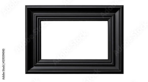 Fototapeta Black Rectangular Frame Isolated, Empty Picture Border, cut out transparent